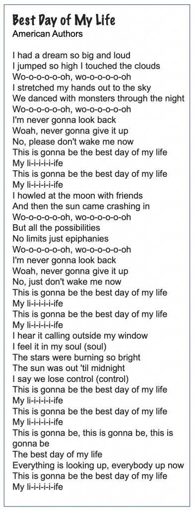 Best Day of my Life lyrics