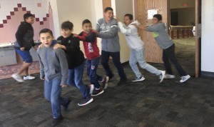 Students take a brain break during testing.